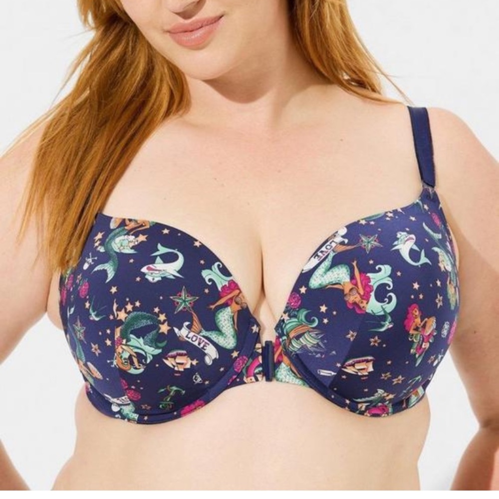 Torrid Print Front Close Push-Up Bra 38D